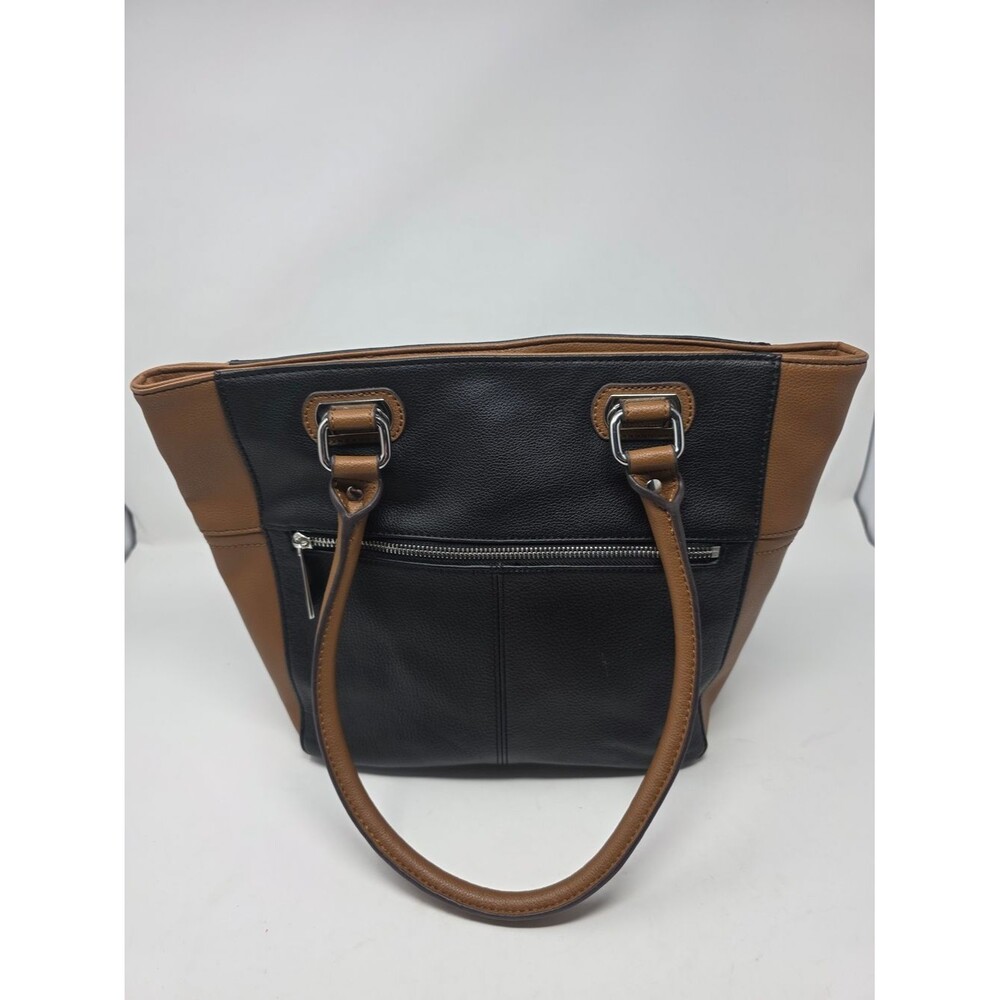 Tignanello Black Cognac Leather Tote Shoulder Bag